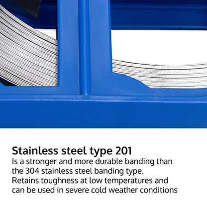 IDL Packaging 3/4" x 100' x .030" Stainless Steel 201 Banding in Plastic Self-Dispensed Case - Highest Break Strength and Shock Resistance Banding - Excellent for Extra Cold Environments - size: 3/4" x 100' x 0.030", style: 201 stainless steel