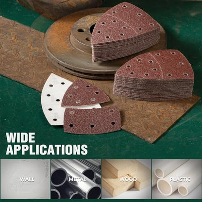 S SATC 50 PCS Mouse Sander Sandpaper 11 Holes 60 Grit Detail Sander Sandpaper Palm Sander Paper Hook and Loop Sander Pads Triangular Sanding Sheets - style: 50PCS 11 Hole 60 Grit