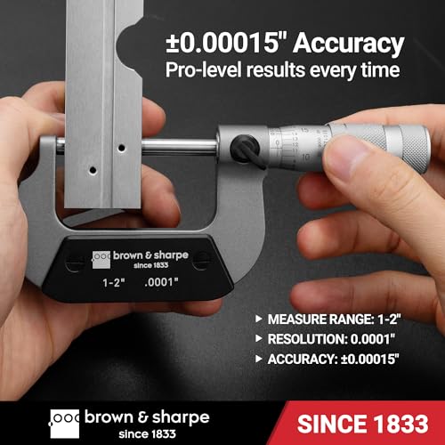 Brown & Sharpe 1-2 Inch Outside Micrometer, 0.0001 Inch Graduation