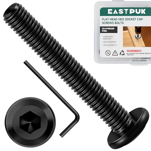 20Pcs M6-1.0 x 45mm Flat Head Socket Cap Screws Bolts 304 Stainless Steel Black Zinc Plated Furniture Bolts, Fully Threaded M6 Bolt with Hex Spanner - size: M6 x 45mm
