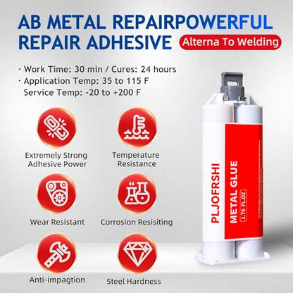 Metal Glue,Muffler Repair kit，Waterproof Sealing Epoxy Adhesive, Liquid Metal Filler,The Strongest for Metals Plastics Steel Ceramics Fiberglass