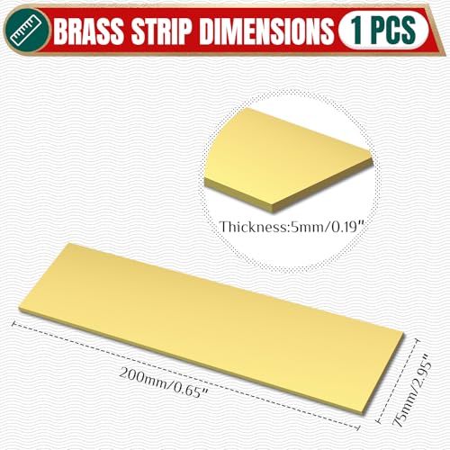3/16" x 3" x 8" Brass Bar Stock, 5x75x200mm Solid Brass Flat Bar for Knife Making, Scales, Spacers, DIY Crafts, Models and Repair - size: 3" Width x 8" Length, style: 3/16" Thickness
