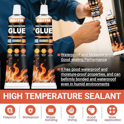 High Heat Silicone Glue Black, 100ml High Temp Resistant Sealant Set - color: Black