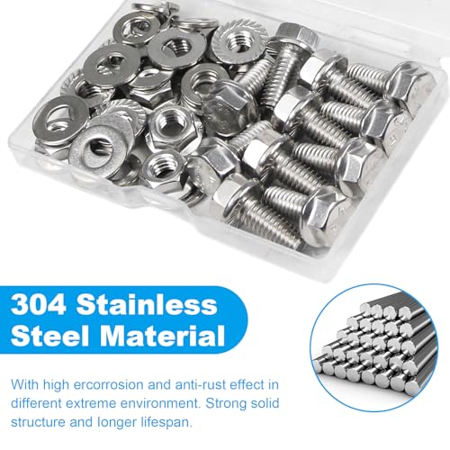 10 Sets 5/16-18 x 3/4" Flanged Hex Head Bolts Kits - size: 5/16-18 x 3/4"