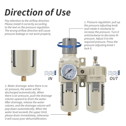 Air Compressor Pressure Regulator,Gauge(0-150PSI),Water Separator For Air Compressor Semi-Auto Drain 3/4 NPT Threaded Interface - size: 3/4 NPT, style: Semi-Auto Drain