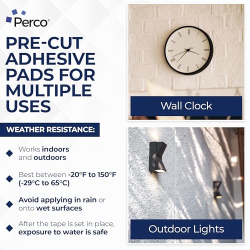 Perco Double Sided Tape Squares, Clear Nano Tape, 15 3"x3" Pre-Cut Mounting Squares – Heavy Duty Adhesive for Wall Décor, Mirrors, Photo Frames, Hanging, Crafts, DIY, Industrial Use, Home Projects - size: 3x3 inches