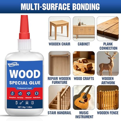 WOUSEDO Wood Glue 30g, Fast Drying Strong Adhesive for Wood Repair - size: Wood Glue