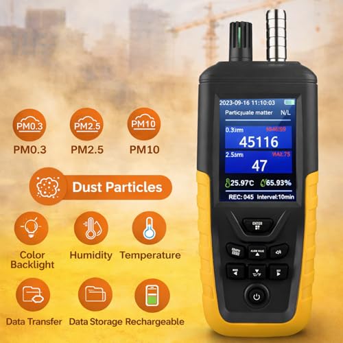 Dust Particle Counter, High Sensitivity PM0.3/2.5/10 Air Quality Monitor
