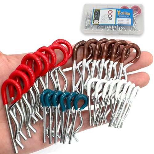28 Pcs Hitch Pins Clip R Clips Spring Retaining Wire Hair Pins Cotter Pin Strong Spring Rubber-Coated Grip R Clip for Trailer Tractors Mower Carts Truck Pin Clip 4Sizes M3x60 M3x50 M2.5x45 M2x40 - size: Rubber 28 pcs in 4 size