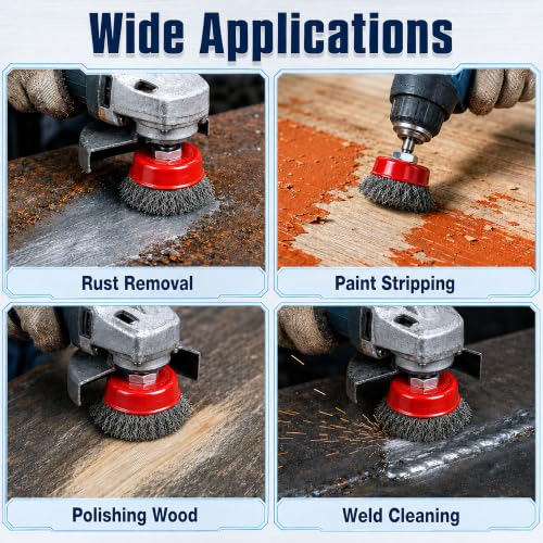 PONO 8 PCS Wire Wheel for Angle Grinder, 3'' Grinder Wire Cup Brush Set