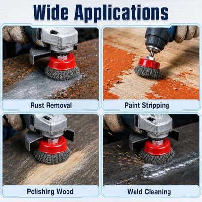 PONO 8 PCS Wire Wheel for Angle Grinder, 3'' Grinder Wire Cup Brush Set