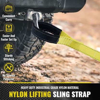 15' x 2" Heavy Duty Rigging Lifting Straps, Nylon Webbing Tow Sling, 2-Pack