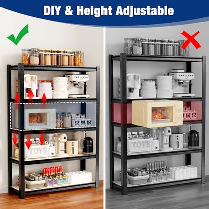 WORKPRO 5-Tier Black Shelving with Board, 48”W x 24”D x 72”H, 3000LBS Load - color: Black, size: 48"W x 24"D x 72"H