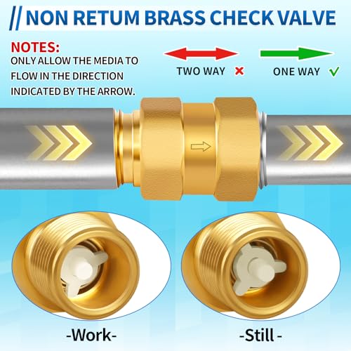 1/2'' NPT Lead-Free Brass RV Camper Water Heater Check Valve, Male-Female - style: Male to Female
