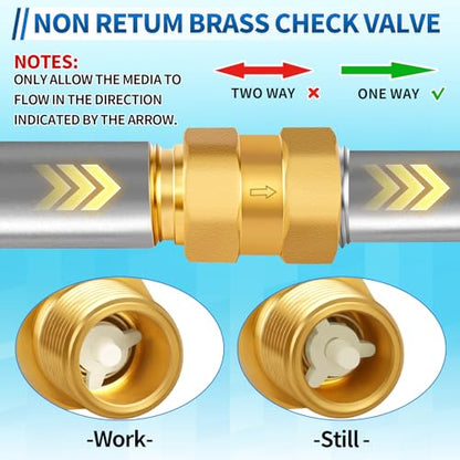 1/2'' NPT Lead-Free Brass RV Camper Water Heater Check Valve, Male-Female - style: Male to Female