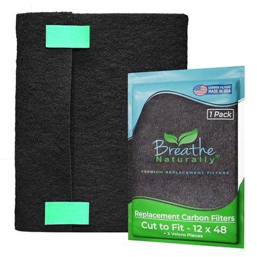 Breathe Naturally Universal Cut To Fit Activated Carbon Air Filter - Replacement Charcoal Air Filters - Carbon Filter Sheet for Air Purifier, Vent Filters & More - Made in USA (Pack of 1, 12x48) - size: 1 Pack, style: 12x48
