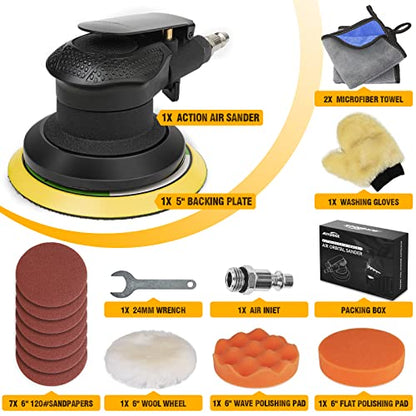 Autolock 5 Inches Air Random Orbital Sander, Pneumatic Palm Sander 1pcs - size: 5 Inch