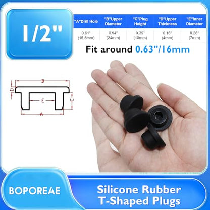 18 Pcs Silicone Rubber Plug for 15.5mm/0.61 in Round Hole, Black - style: 15.5mm(5/8"), 18 PCS