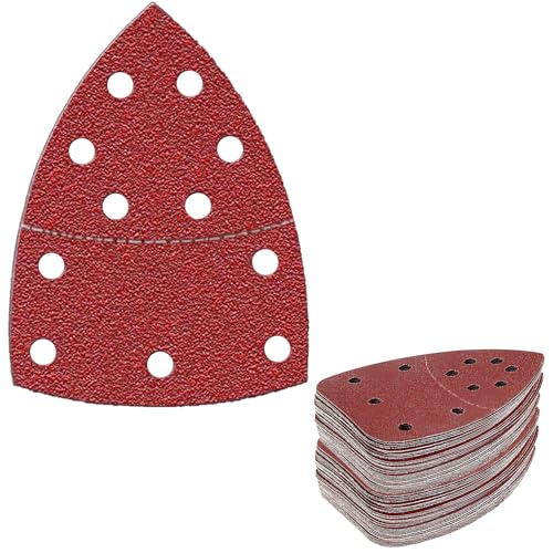 FOWOK 60pcs Sandpaper for Skil Detail Sander, 60-240 Grit Abrasive Paper - size: 11-Hole Sandpaper without Pads