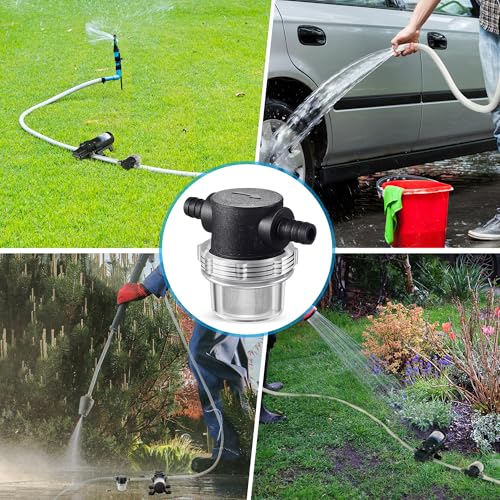 2 Pieces Water Pump Strainer 3/8 ID Hose Barb with Mesh Filter Screen
