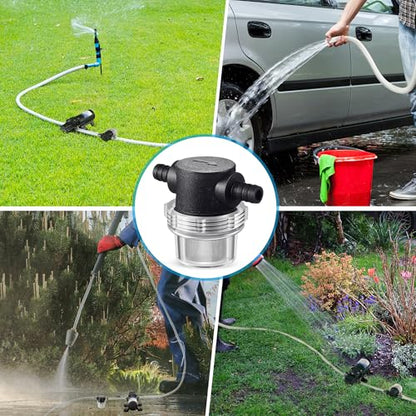 2 Pieces Water Pump Strainer 3/8 ID Hose Barb with Mesh Filter Screen