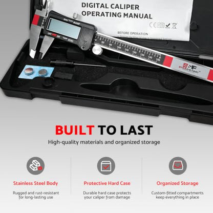 S&F STEAD & FAST Digital Caliper Measuring Tool 6 inch, Auto-Off