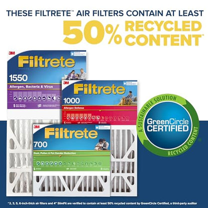 Filtrete 16x25x4(SlimFit), AC Furnace Air Filter, MPR 1550 DP, Healthy Living Ultra Allergen Deep Pleat, 2-Pack, Fits Lennox & Honeywell Devices (exact dimensions 15.5 x 24.5 x 3.75) - size: 16x25x4(SlimFit)