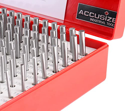 Accusize Industrial Tools 0.061'' to 0.250'' Minus Class Zz Pin Gauge Set, 2'' Overall Length, 190 Pcs/Set, M1(-) - size: 0.061"-0.250", w/o Aluminum Case