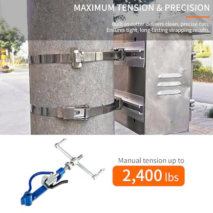 BAUSATZ Banding Tool for Strapping, Stainless Steel Expander Tool with Built-in Cutter, Strapping Tensioner (for Stainless Steel Cable Ties: 0-0.98inch Wide, 0-0.035inch Thick)