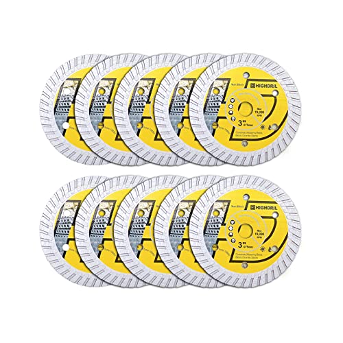 HIGHDRIL 10PCS Diamond Saw Blade,3In/75mm x Arbor 3/8Inch/10mm for Granite,Hard Concrete,Ceramic,Hard Porcelain(10PCS) - size: Concrete saw blade-10PCS