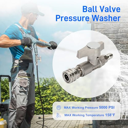 Ball Valve Pressure Washer, 3/8" DN10 Ball Valve, High Pressure Ball Valve for Power Washer Hose, 5000 PSI