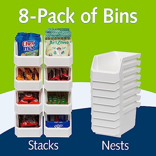 ReadySpace Medium Stackable Plastic Storage Bins, 8-Pack, White - color: White, size: Medium, 8-Pack