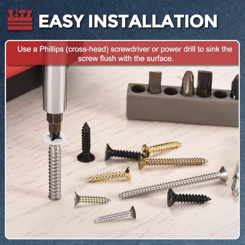 50pcs Phillips Wood Screws #8x2 304 Stainless Steel Brown Head - color: Brown Head, size: #8x2"