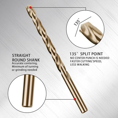 13Pcs 5/16" Cobalt Drill Bits M35 HSS Jobber Length - size: 13PCS-5/16" Cobalt Drill Bit