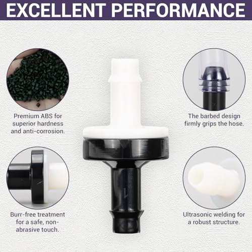 1/4" (6mm) One Way Inline Check Valve Plug-in Barb Non Return Valve ABS Plastic Water Air Systems Stop Check Valve for Liquids 6PCS - size: 1/4inch