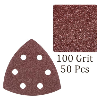 50pcs Mouse Sander Detail Sandpaper 100Grit 3-1/2" Triangle - size: 100 grit