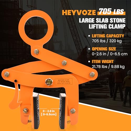 705 lbs Stone Lifting Clamp, 0-2.6 in Opening Range