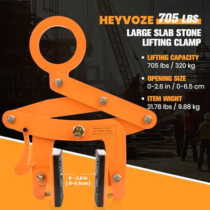 705 lbs Stone Lifting Clamp, 0-2.6 in Opening Range