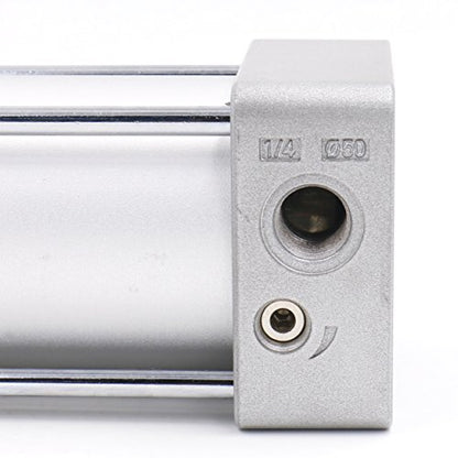 Heschen Tie-Rod Pneumatic Air Cylinder, SC 50-125, 50mm Bore, 125mm Stroke, PT 1/4 Port, Double Acting, Adjustable Cushion, Self-Lubricating Actuator for Industrial & Woodworking - size: 125mm Stroke