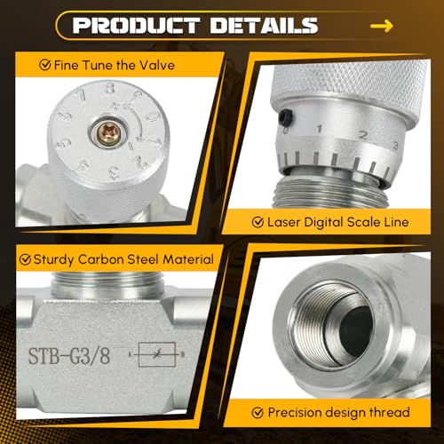 STB-G3/8 3/8" L08 Hydraulic Flow Control Valve Compatible with 1-2 Ton Mini Excavator, Bidirectional Restrictor Valve with Two-Sided Connectors - size: 3 Pcs