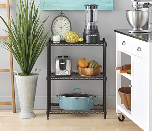 Whitmor 3-Wire Shelving Unit, Metal Storage Shelves, Easy Assembly Home Organizer for Pantry, Kitchen, Garage, Plant - color: Black, size: 3-TIER,23"L x 13"W x 30"H