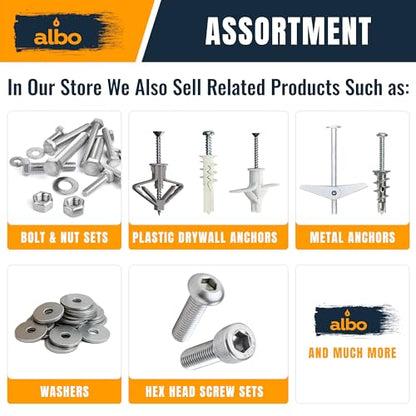 ALBO 20 PCS 1/2-13 Hex Nuts – Stainless Steel 304 SAE Nuts Set in Reusable Box – Heavy-Duty Hardware for Automotive & DIY – 1/2 Nuts, SAE Nut Assortment - size: 1/2"-13, 20pcs