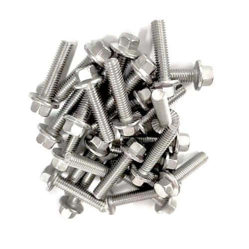 30 Sets M6x1.0-16mm Flanged Hex Head Bolts Kits, Flange Hexagon Screws, Hanger Bolts,Stainless Steel 18-8 (304), M6 Flange Bolt and Nuts,Washer for Securing Exhaust Components for Bicycle (M6x16mm) - size: M6x1.0-16mm