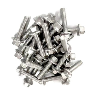 30 Sets M6x1.0-16mm Flanged Hex Head Bolts Kits, Flange Hexagon Screws, Hanger Bolts,Stainless Steel 18-8 (304), M6 Flange Bolt and Nuts,Washer for Securing Exhaust Components for Bicycle (M6x16mm) - size: M6x1.0-16mm