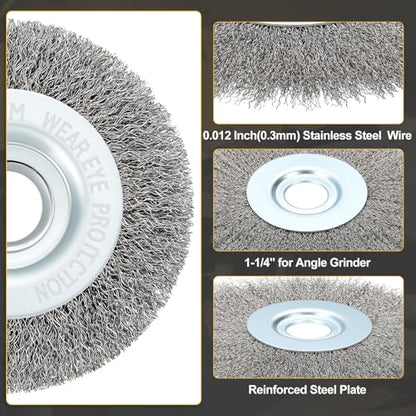 DTGN 8 Inch Wire Wheel Brush for Grinder, 1-1/4" Arbor - size: 8 inch(1-1/4" Arbor)