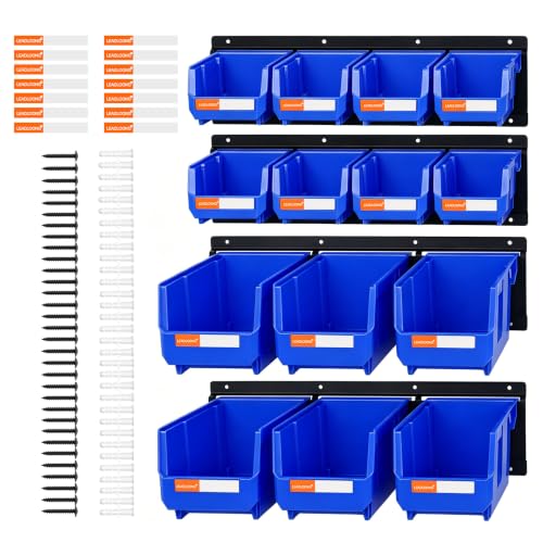 14pc Wall-Mounted Storage Organizer Mixed V1 V2 Combo Blue - color: Blue, size: V1-8Bins&V2-6Bins&4Rails