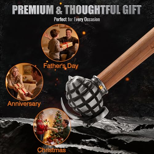 Skull Fist Shaped Ball Peen Hammer, Quenched Stainless Steel 1.87 Lbs Wood Handle Multi Tool for DIY Craft Outdoor Camping Home Decor Mens Gift - size: Ball Peen