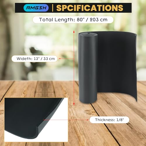 1/8" T X 13" W X 80" L Neoprene Foam Rubber Sheet Without Adhesive - size: 1/8" Thick X 13" Wide X 80" Long