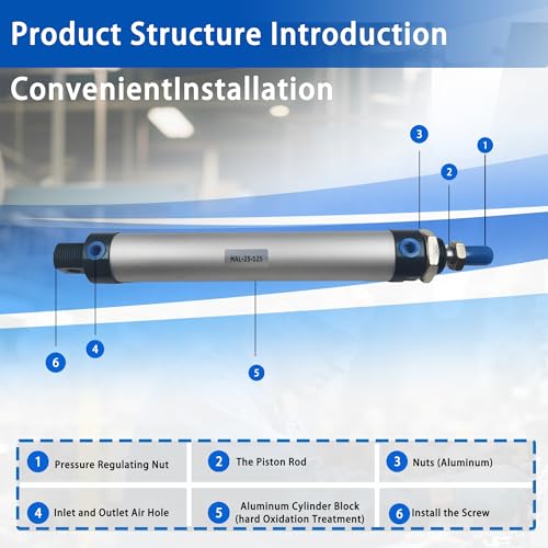 CG WEITENG Pneumatic Mini Pneumatic Cylinder MAL Single Rod Aluminum Double Acting Pneumatic Cylinder 25mm Bore 125mm Stroke(MAL25x125)