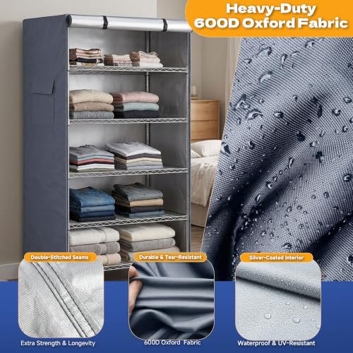 Shelf Cover for Storage Shelves, Fits 36"x16"x72" Standing Racks - color: Grey, size: 36"W x 16"D x 72"H